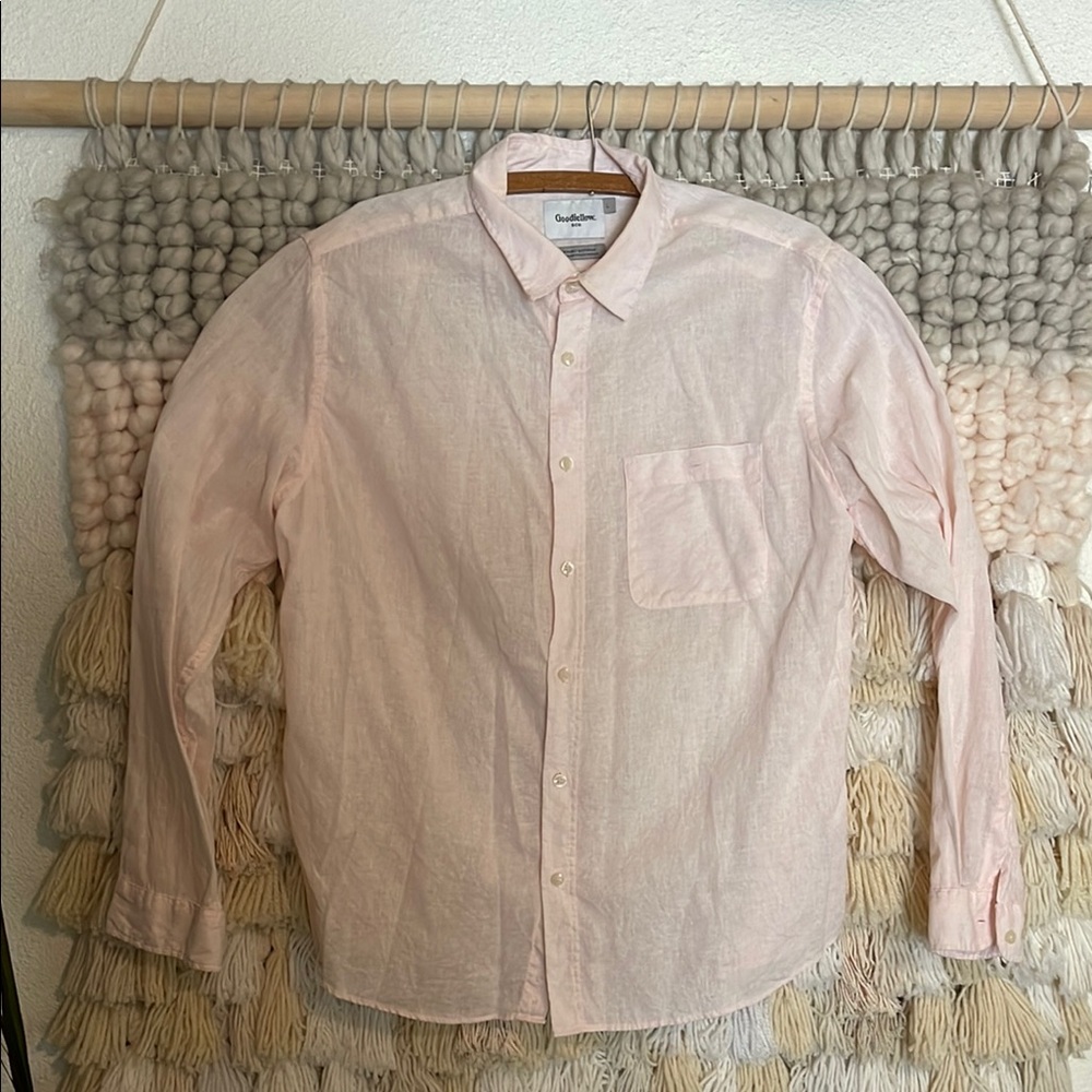 Men's Goodfellow Pink Shirt Linen Blend L
